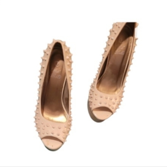 RCK BELLA Ladies Stiletto Khaki Spiked Heels Size 7 - Picture 13 of 14